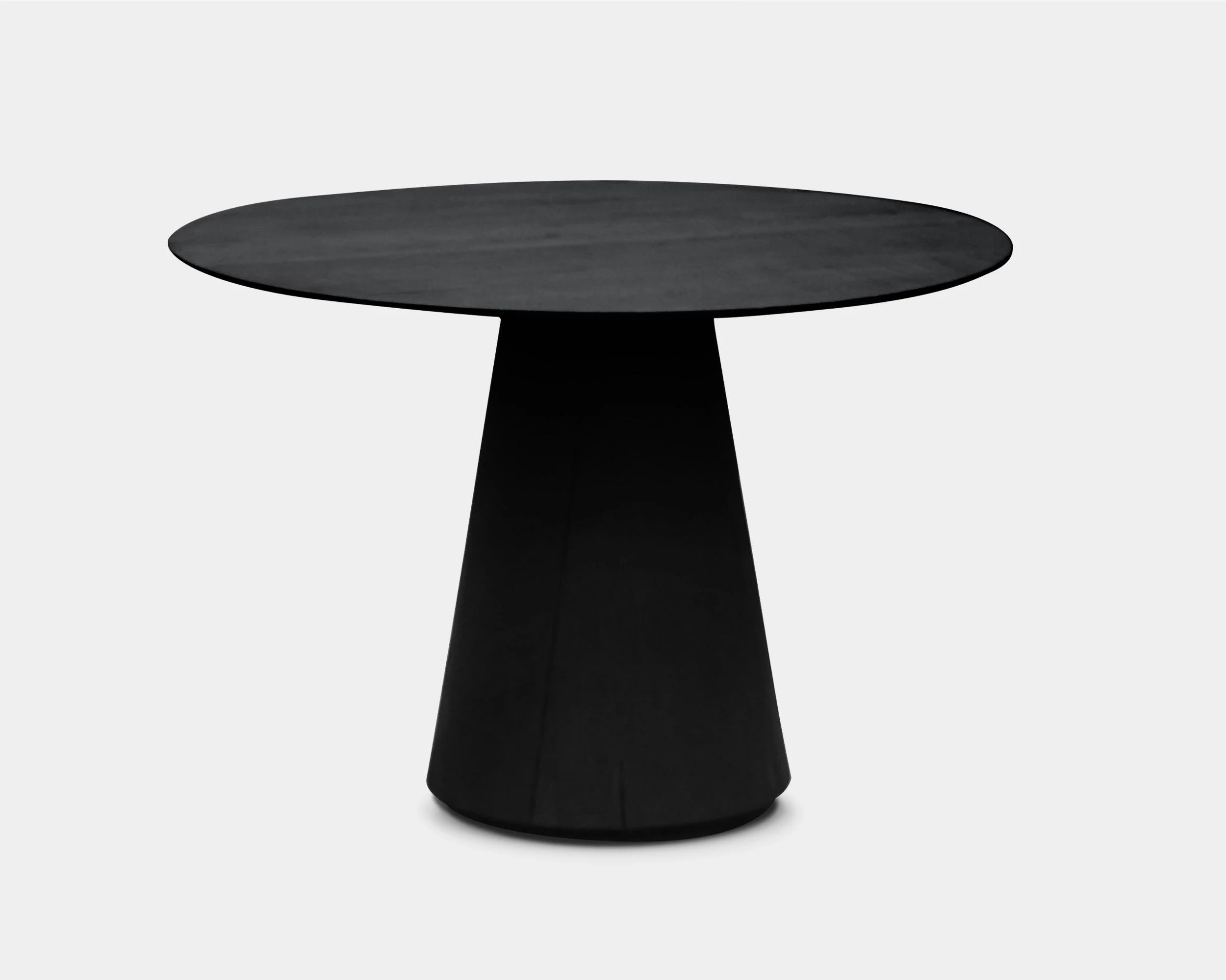 Colombian Contemporary Round Dining Table 'Amok' in Burnt Wood by Carmworks, Customizable For Sale