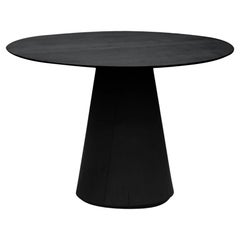 Contemporary Round Dining Table 'Amok' in Burnt Wood by Carmworks, Customizable
