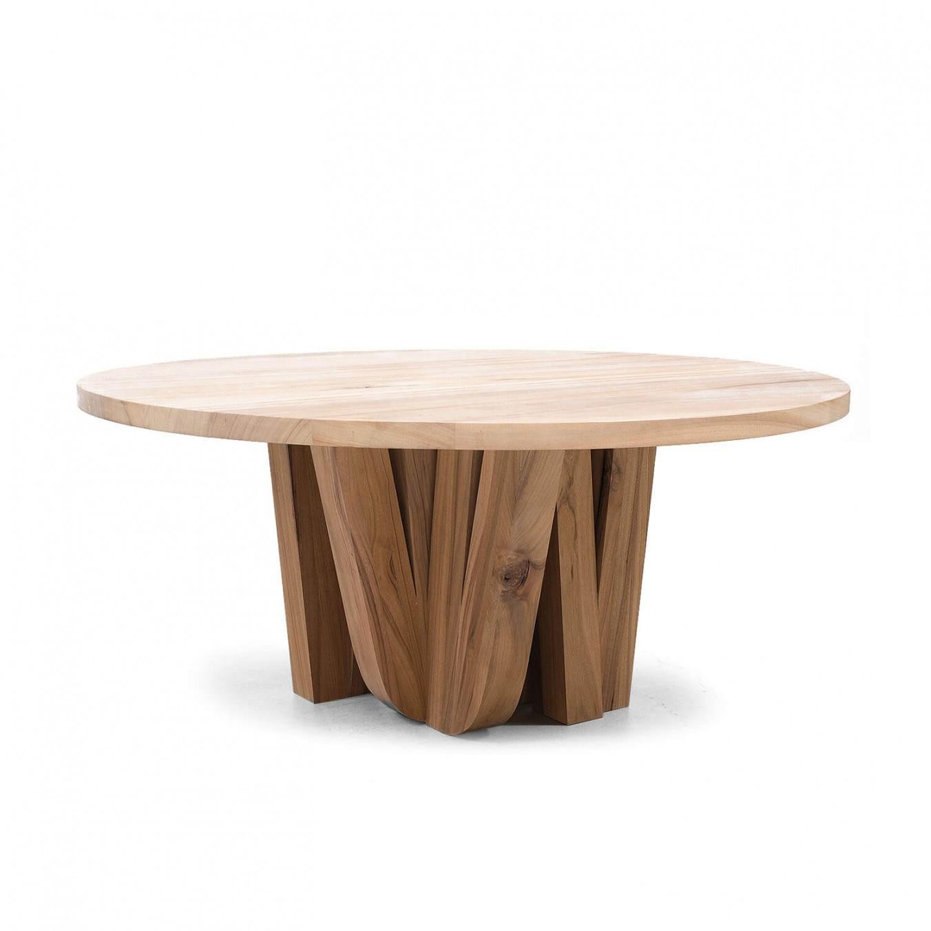 Contemporary round dining table in african walnut - Zoumey by Arno Declercq

Dimensions: diameter 160 x height 75 cm
Material: African walnut

A forest of table legs made out of 16 pieces of African walnut.
A dining table for 6 persons

Made