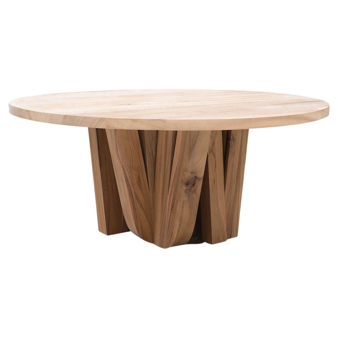 Contemporary Round Dining Table in African Walnut - Zoumey by Arno Declercq For Sale