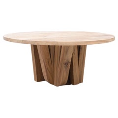 Contemporary Round Dining Table in African Walnut - Zoumey by Arno Declercq