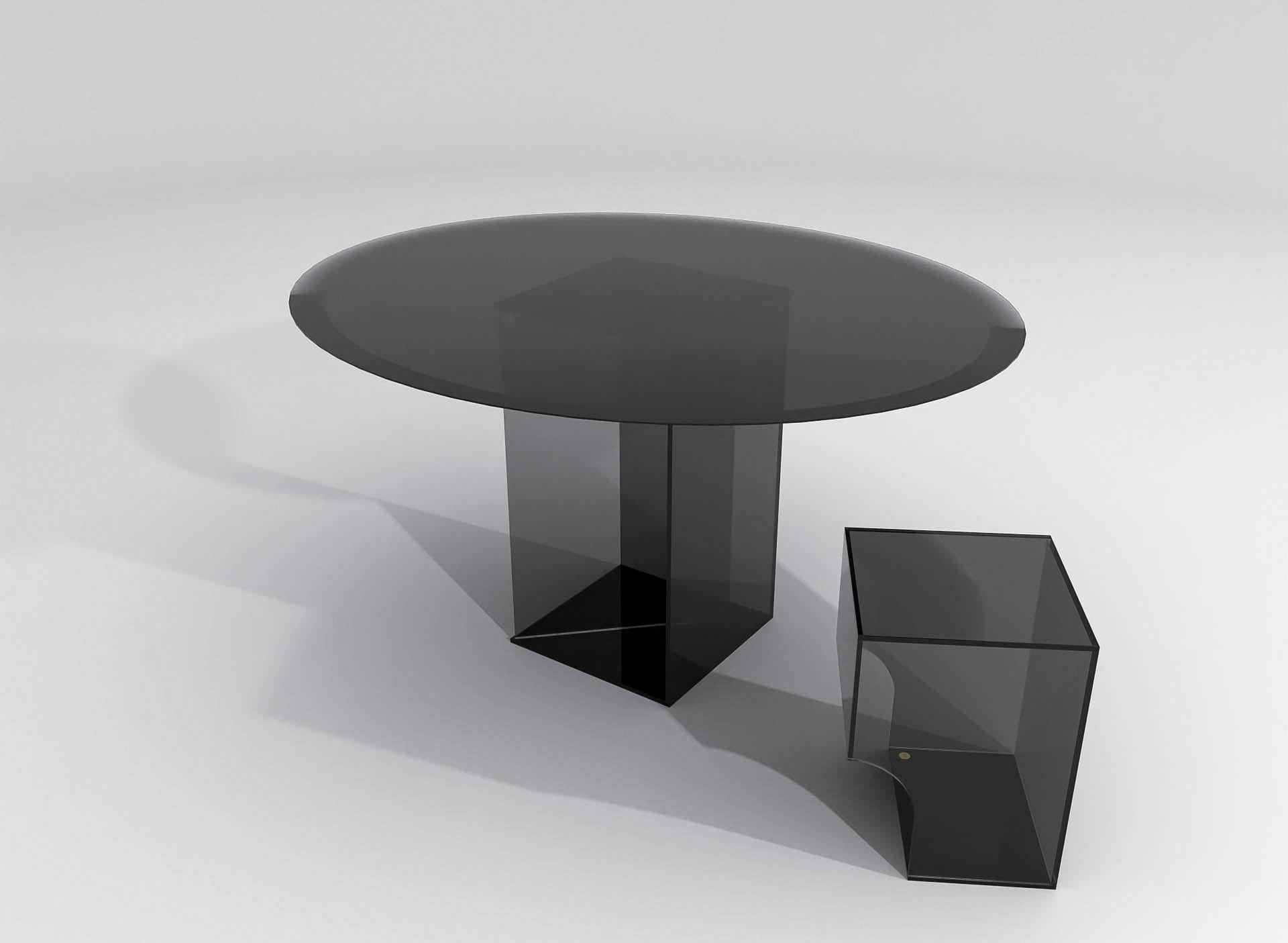 Belgian Contemporary Round Dining Table in Black Glass, Barh Judd Table For Sale