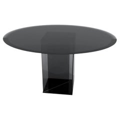 Contemporary Round Dining Table in Black Glass, Barh Judd Table