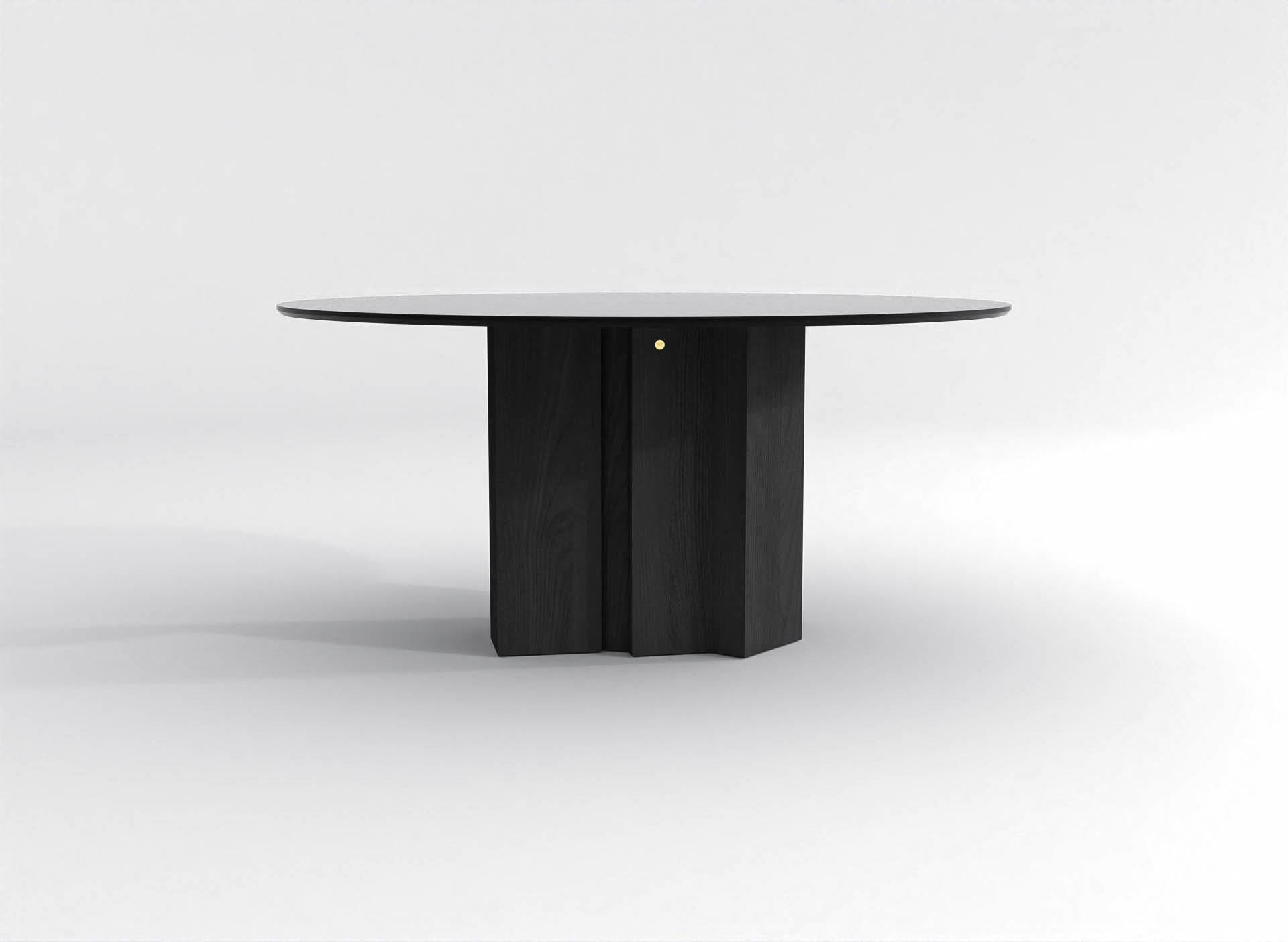 Our barh beam table deserves being in the center of attention. The heavy, robust and stable base contrasts stunningly with the elegantly thin and fragile table top. The architectural character of the central leg excites the mind along all sides.