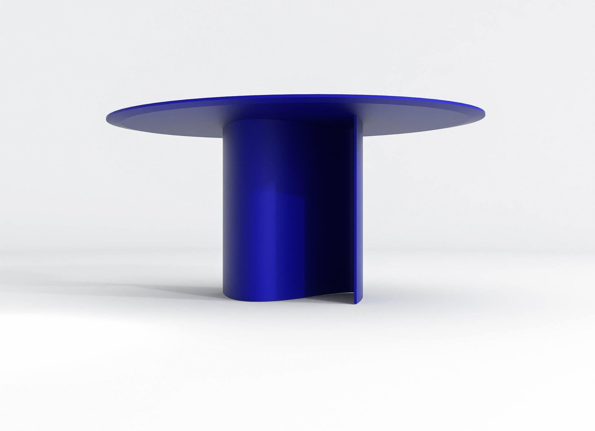 Other Contemporary Round Dining Table in Blue Powdercoated Steel, Barh Wave Table For Sale