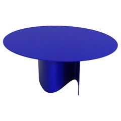 Contemporary Round Dining Table in Blue Powdercoated Steel, Barh Wave Table