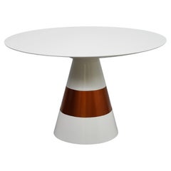Contemporary Round Dining Table in White Lacquering