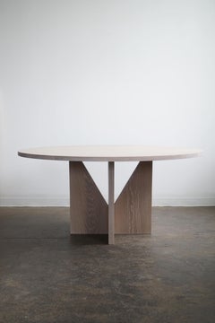 Contemporary Round Dining Table in White Oak Wood by Last Workshop, Minimalist