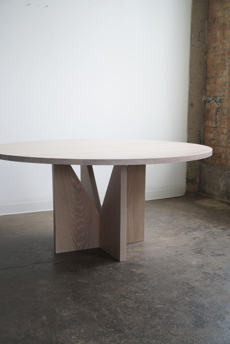 Contemporary Round Dining Table in White Oak Wood by Last