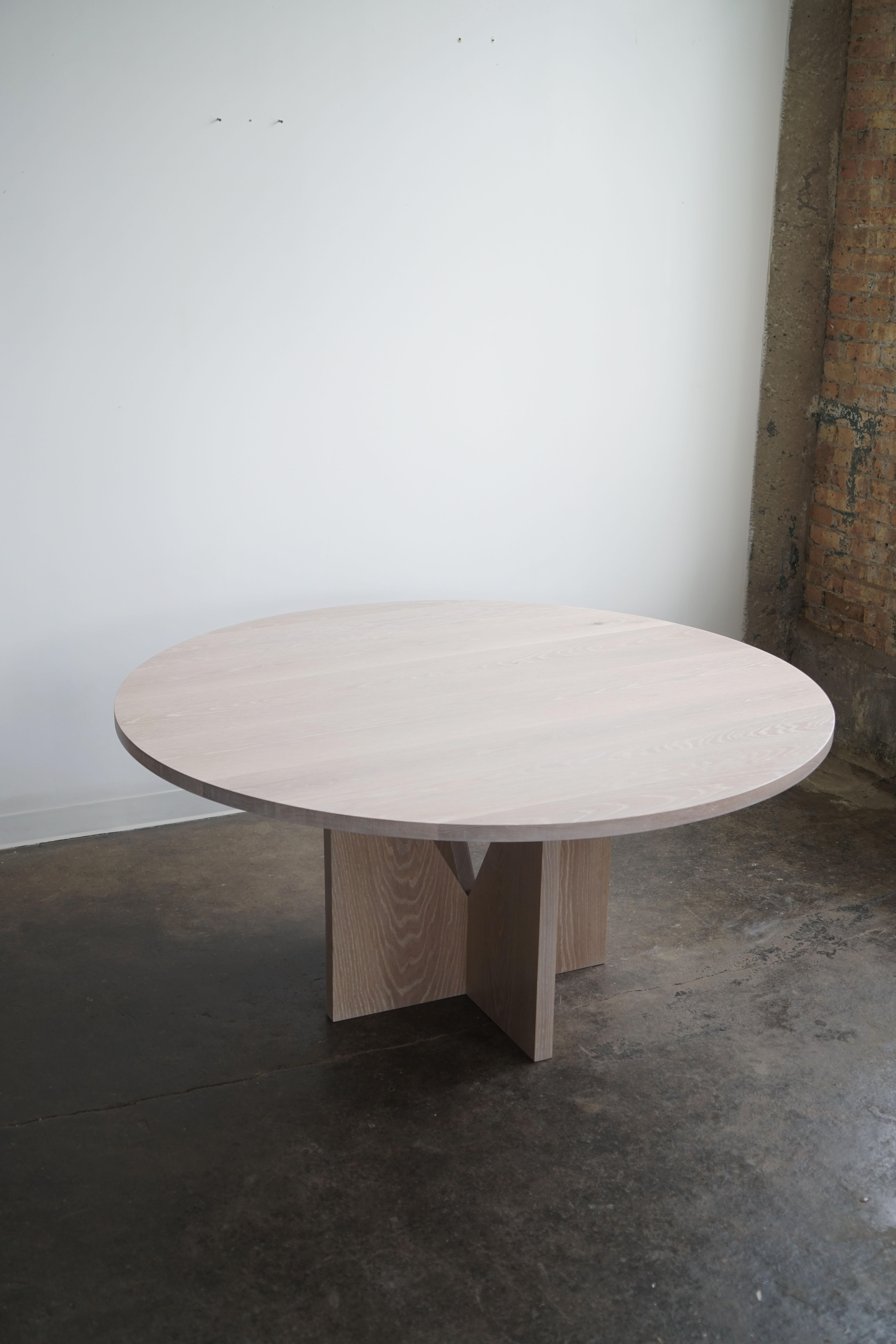 American Contemporary Round Dining Table in White Oak Wood by Last Workshop, Minimalist For Sale