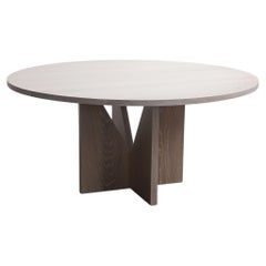 Contemporary Round Dining Table in White Oak Wood by Last Workshop, Minimalist