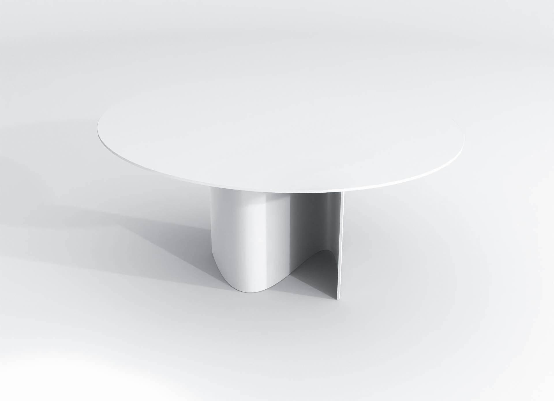 Other Contemporary Round Dining Table in White Powdercoated Steel, Barh Wave Table For Sale