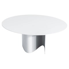 Contemporary Round Dining Table in White Powdercoated Steel, Barh Wave Table