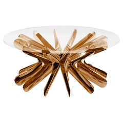 Contemporary Round Dining Table 'Steel in Rotation No. 1' by Zieta, Copper