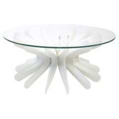 Contemporary Round Dining Table 'Steel in Rotation No. 1' by Zieta, White Matt