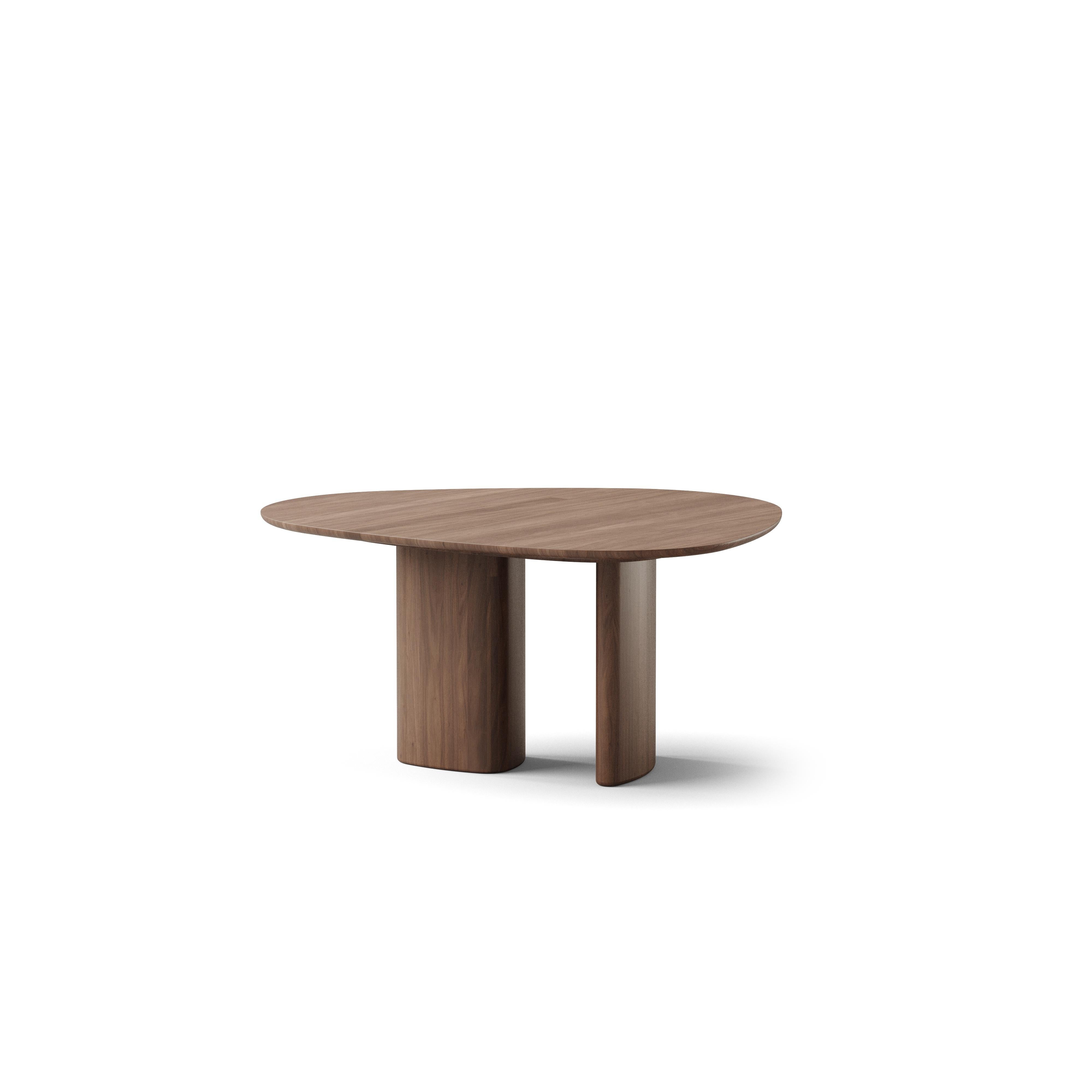 Contemporary Round Dining Table 'Tangent' designed by Anne Boysen for DK3
Handmade in Denmark

Dimensions:
- H.72 x 136 x 160 cm 
- Big leg: 38,4 x 33,6 cm / Small leg: 54,8 x 11,8 cm
- 3 cm thickness

Model shown on main picture:
- Top: Round
-