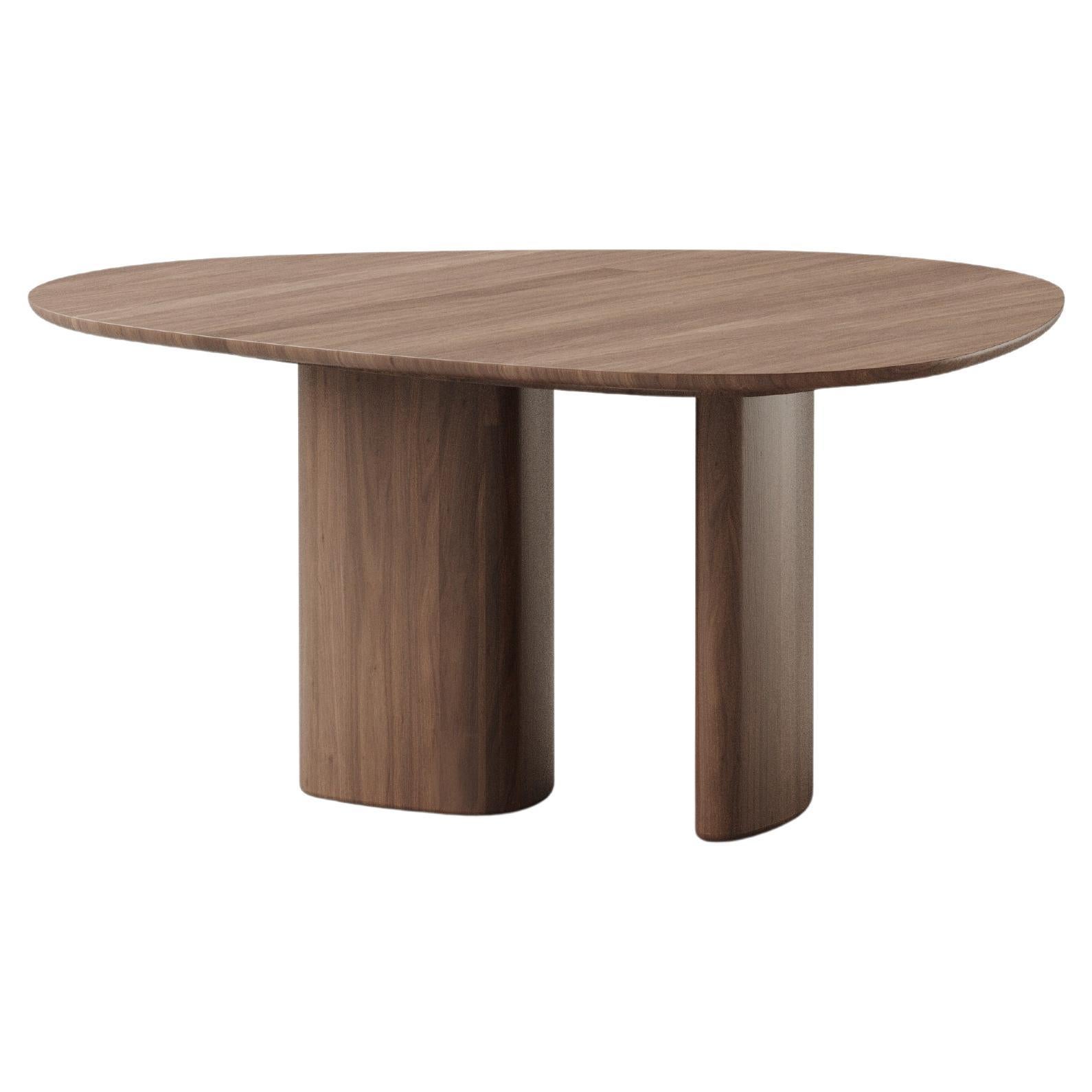 Mesa de comedor redonda contemporánea "Tangent" de Anne Boysen x DK3, Nogal lacado