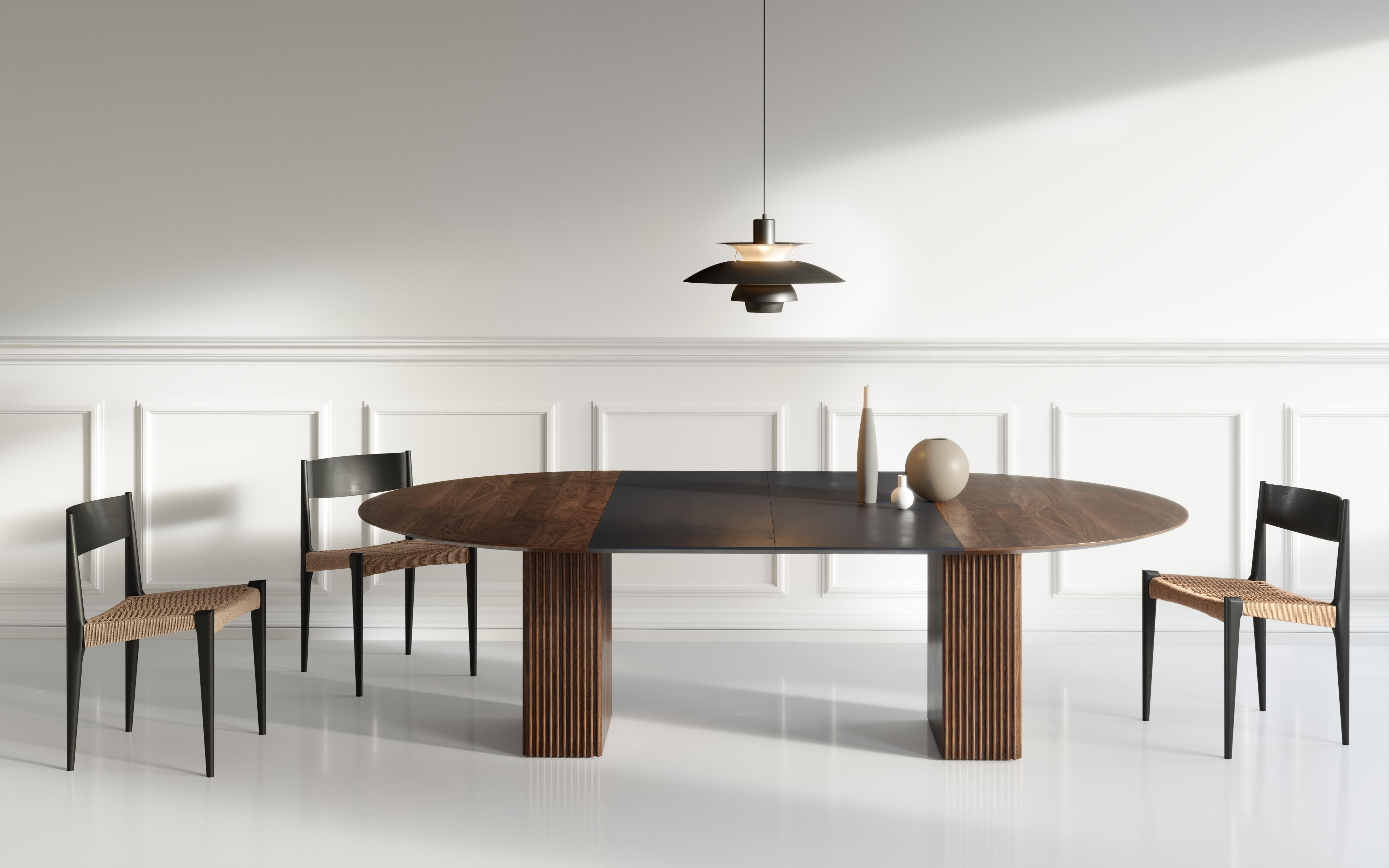 Contemporary Round Dining Table TEN 180, Smoked Oak For Sale 2