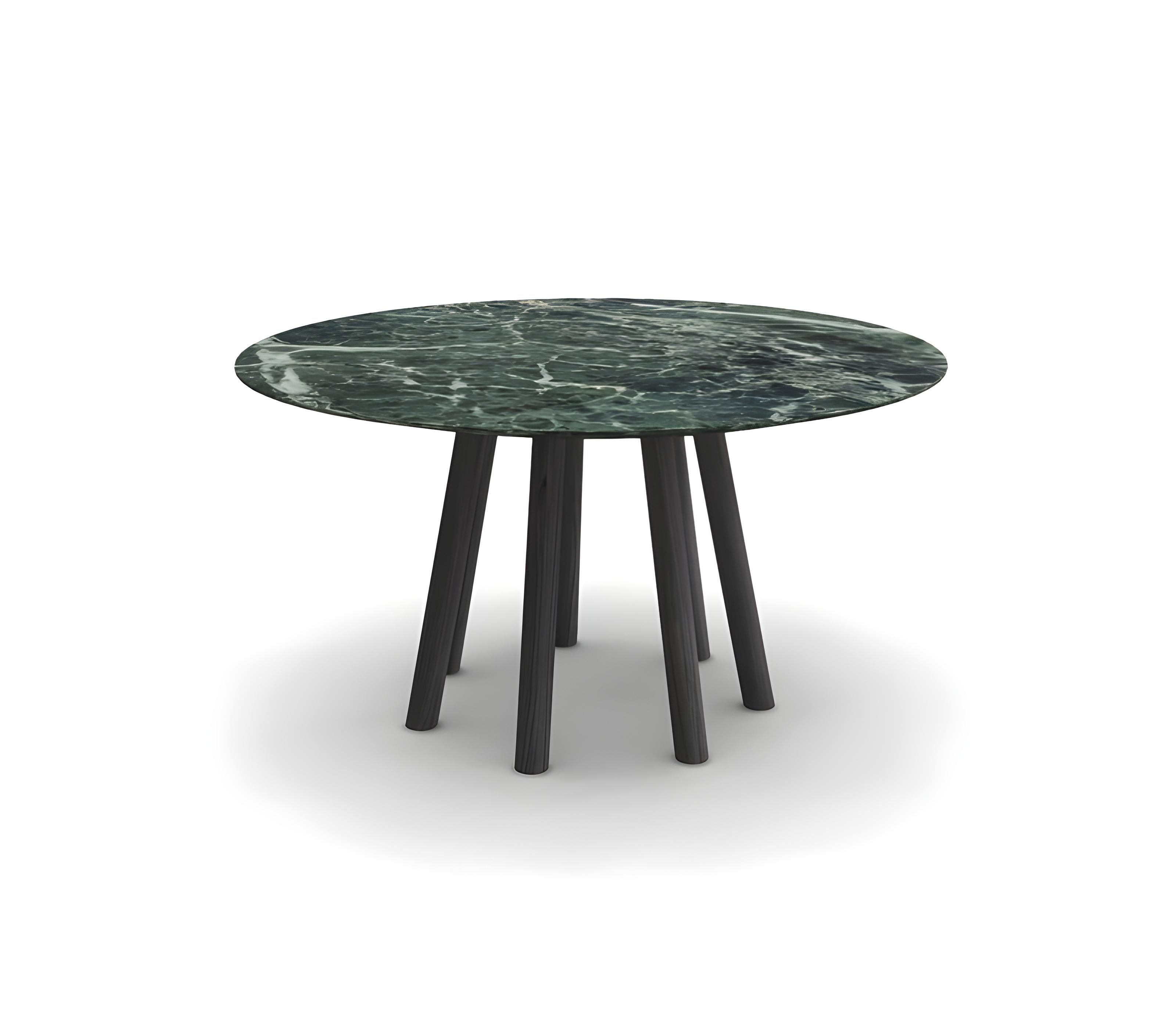Contemporary Round Dining Table, Walnut/Marble. In New Condition For Sale In NEW YORK, NY