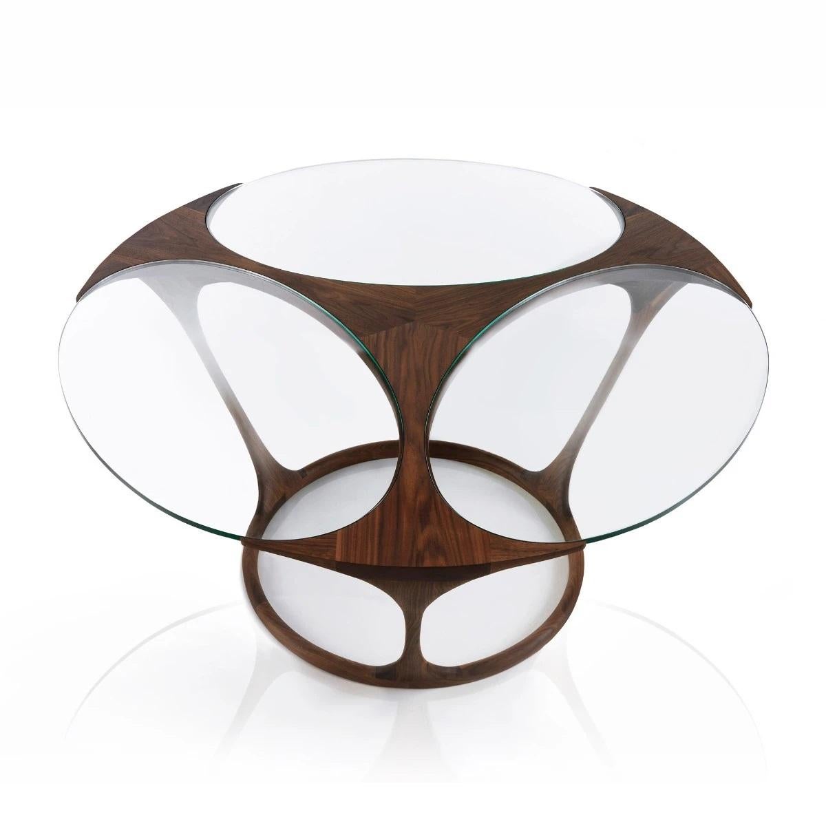 Modern Contemporary Round Dining Table with Glass Top
