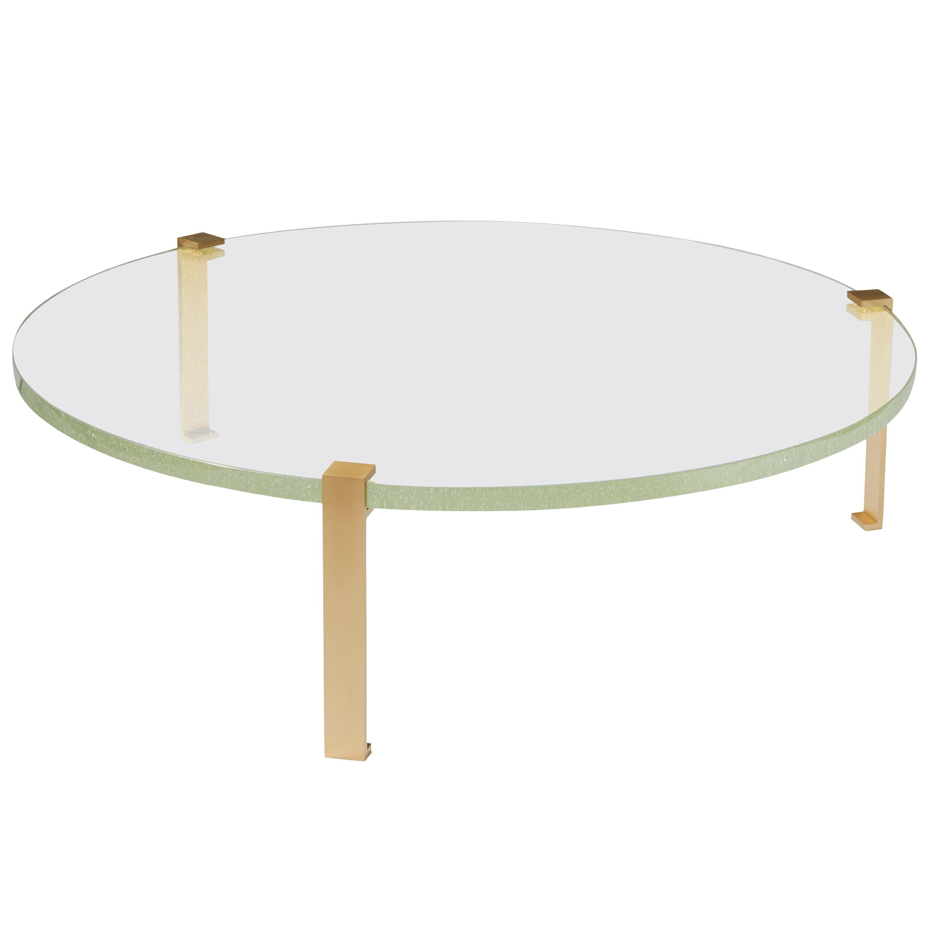 Table basse ronde contemporaine en verre par Hervé Langlais et Perrin & Perrin