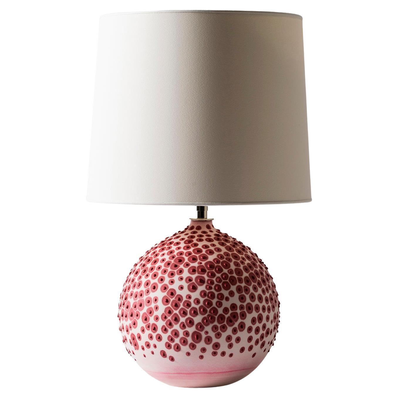 Contemporary Round Hesse Table Lamp in Blush Pink by Elyse Graham For Sale