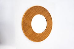 Contemporary Round Italian Rattan Mirror