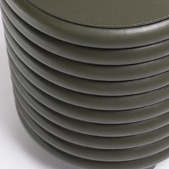 Contemporary Round Leather Stool Scala by Stephane Parmentier for Giobagnara