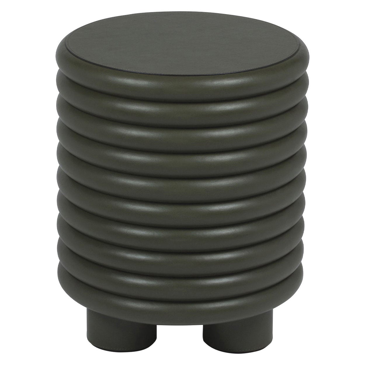 Contemporary Round Leather Stool Scala by Stephane Parmentier for Giobagnara