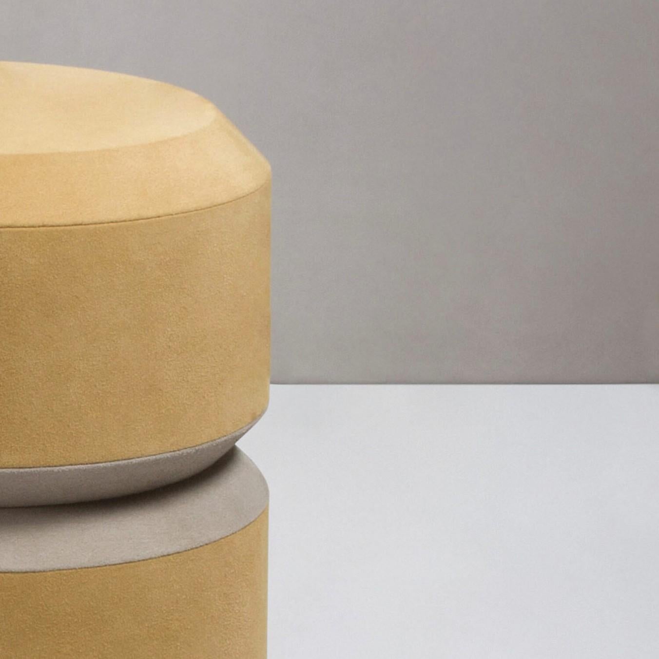 Modern Contemporary Round Leather Stool, Yoyo by Stephane Parmentier for Giobagnara For Sale