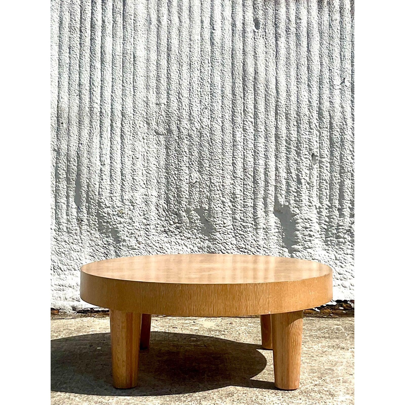 Contemporary Round Limed Oak Coffee Table at 1stDibs round oak coffee