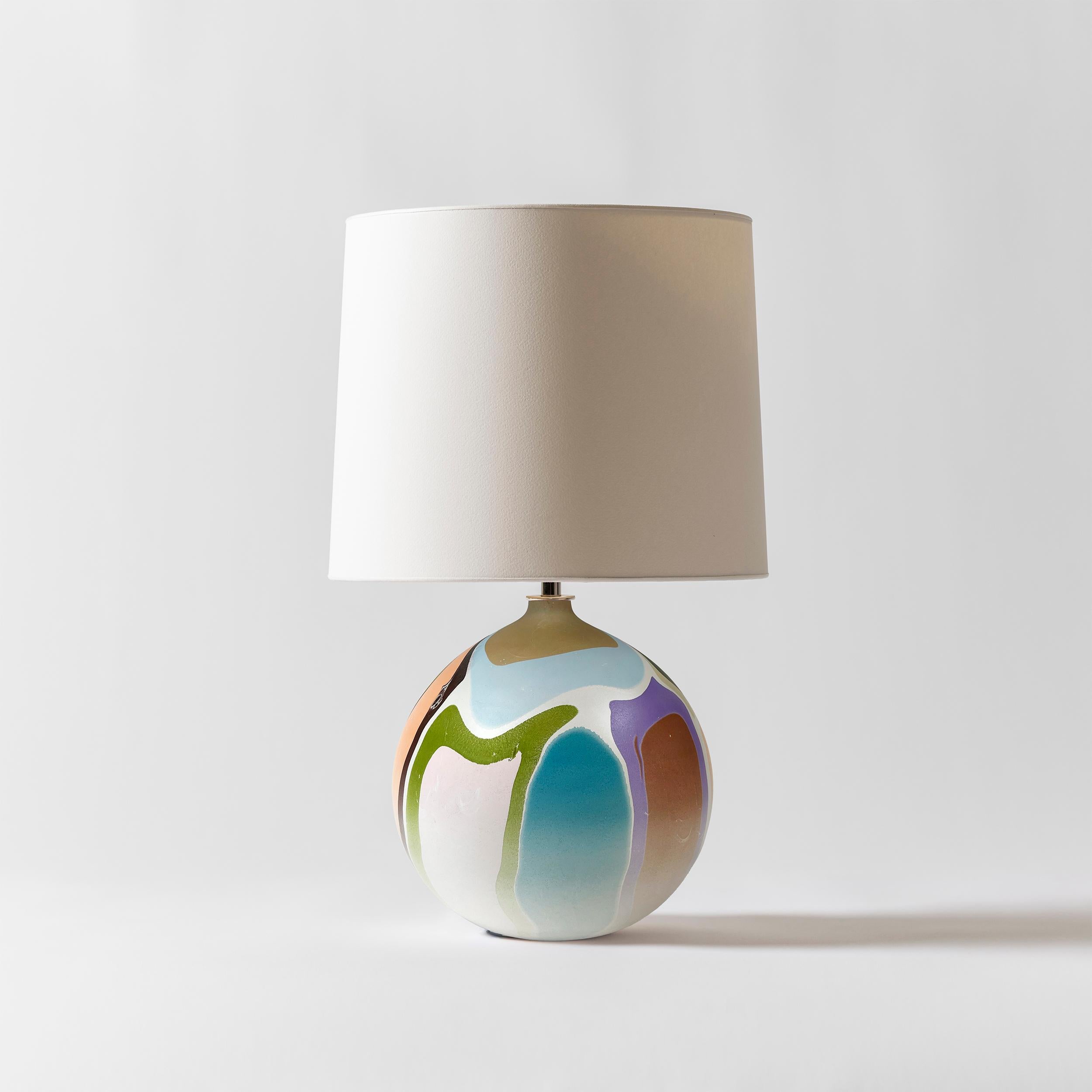 Organic Modern Contemporary Round Marbled Table Lamp in Burano by Elyse Graham For Sale