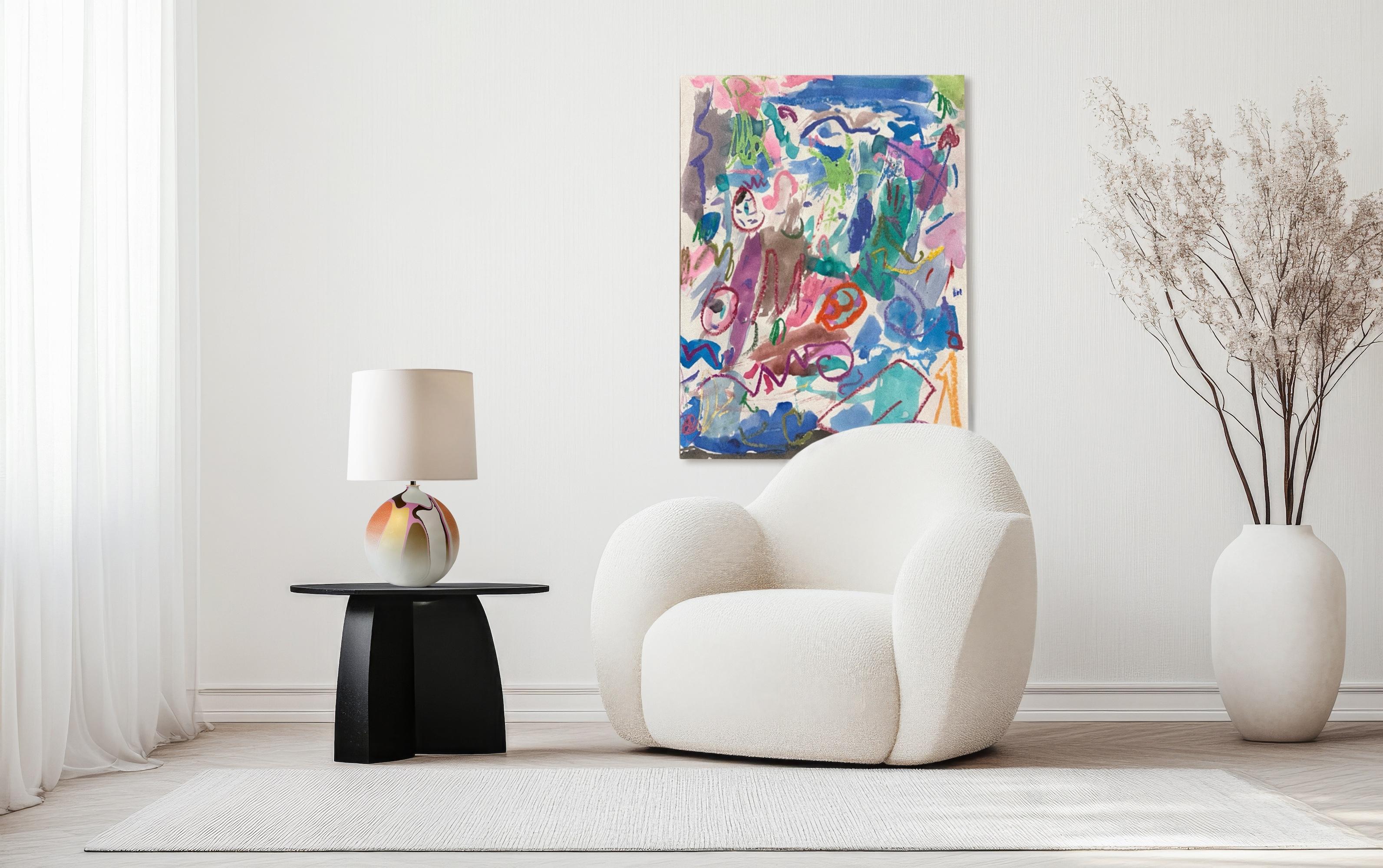 American Contemporary Round Marbled Table Lamp in Burano by Elyse Graham For Sale