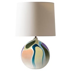 Contemporary Round Marbled Table Lamp in Burano by Elyse Graham