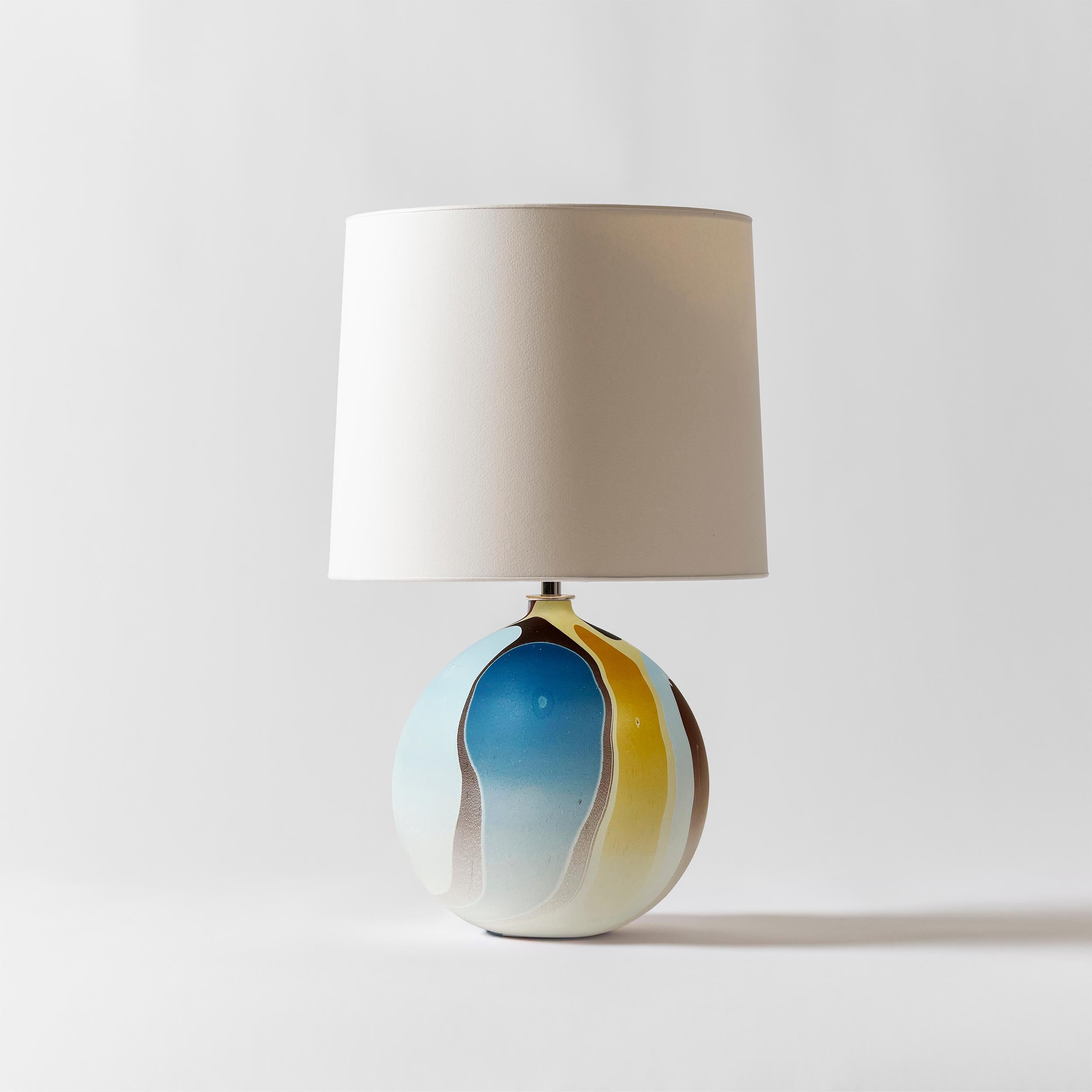 Organic Modern Contemporary Round Marbled Table Lamp in Falkland by Elyse Graham For Sale