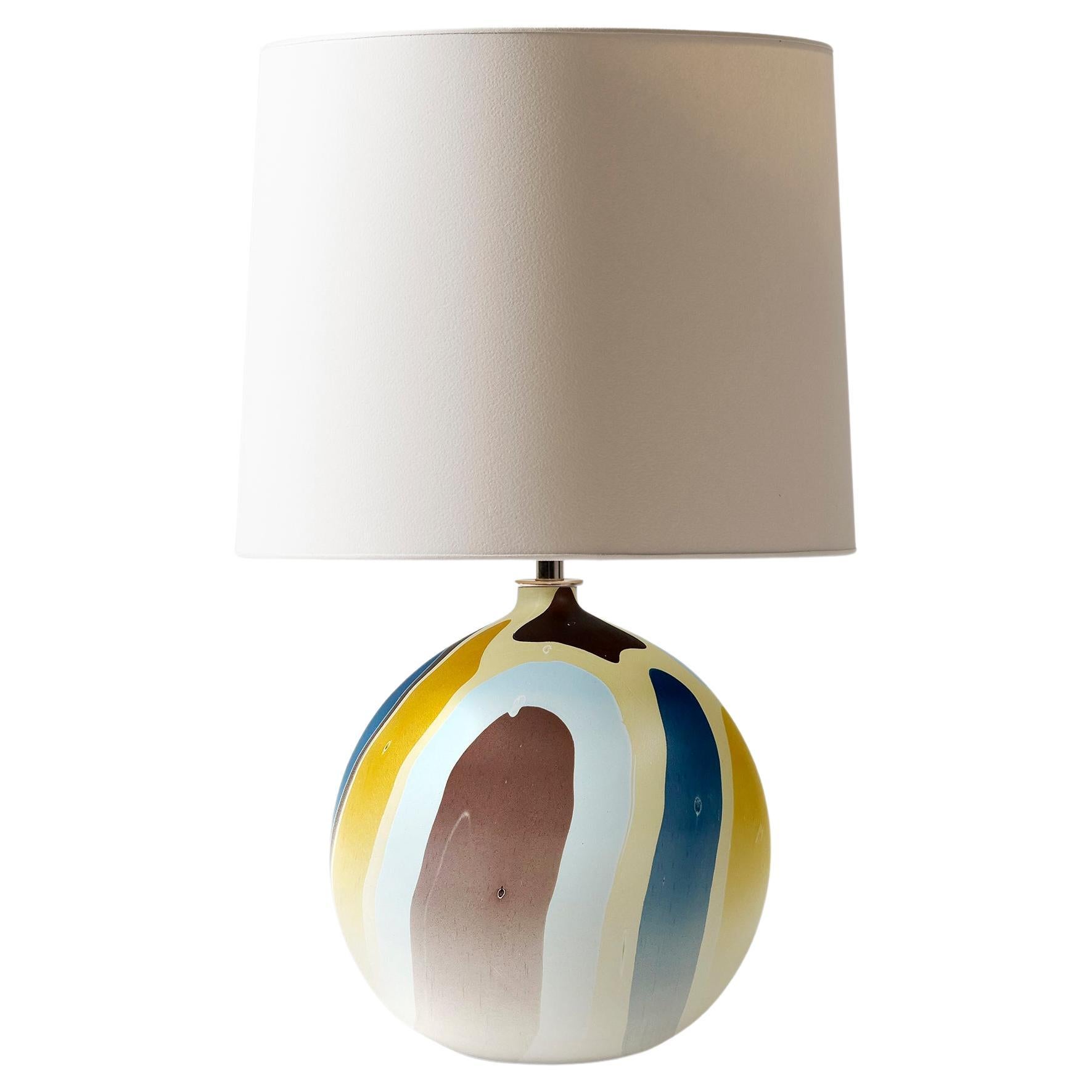 Contemporary Round Marbled Table Lamp in Falkland by Elyse Graham