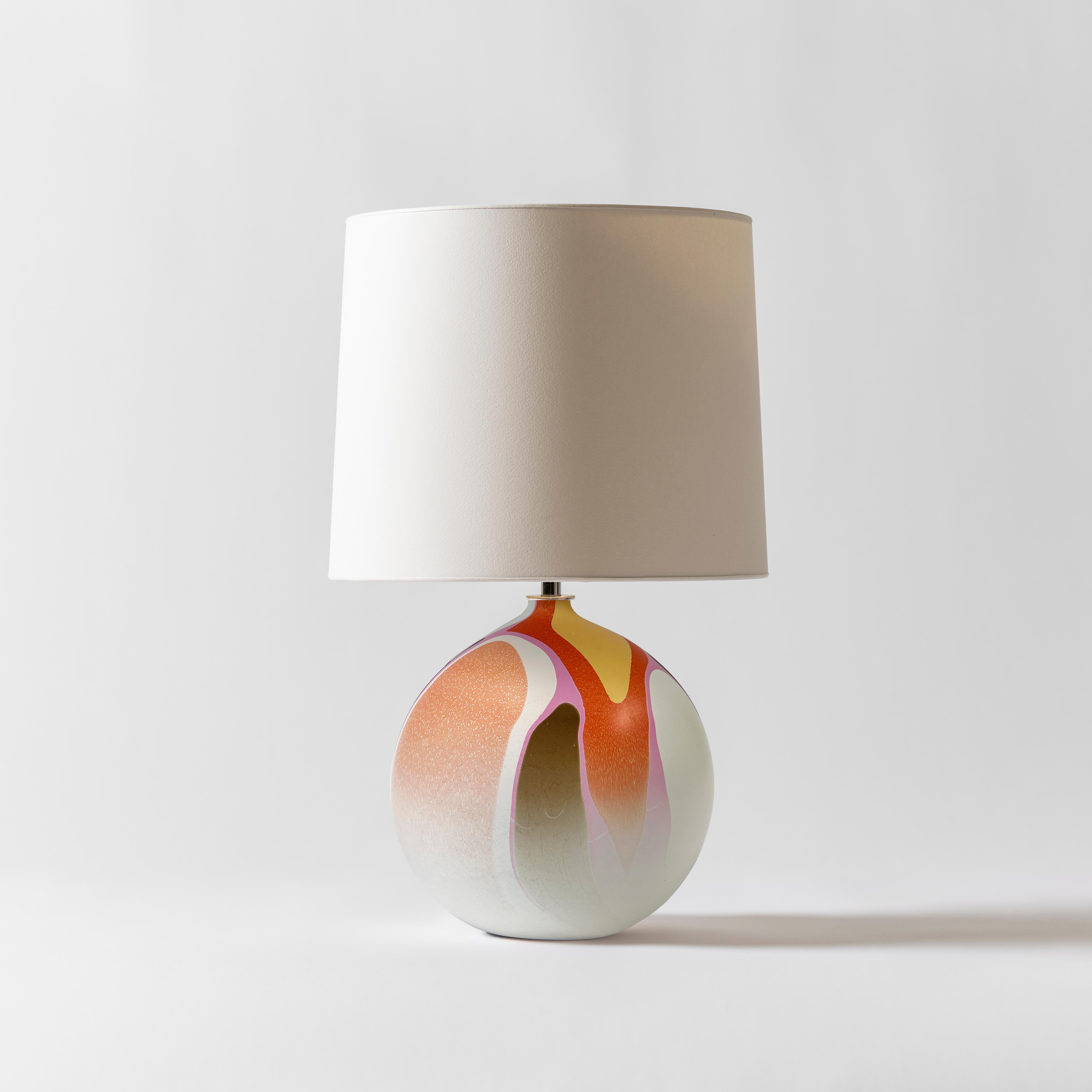 Organic Modern Contemporary Round Marbled Table Lamp in Maui by Elyse Graham For Sale