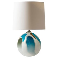 Contemporary Round Marbled Table Lamp in Palawan by Elyse Graham