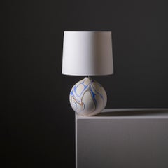Contemporary Round Marbled Table Lamp in Titan Blue by Elyse Graham