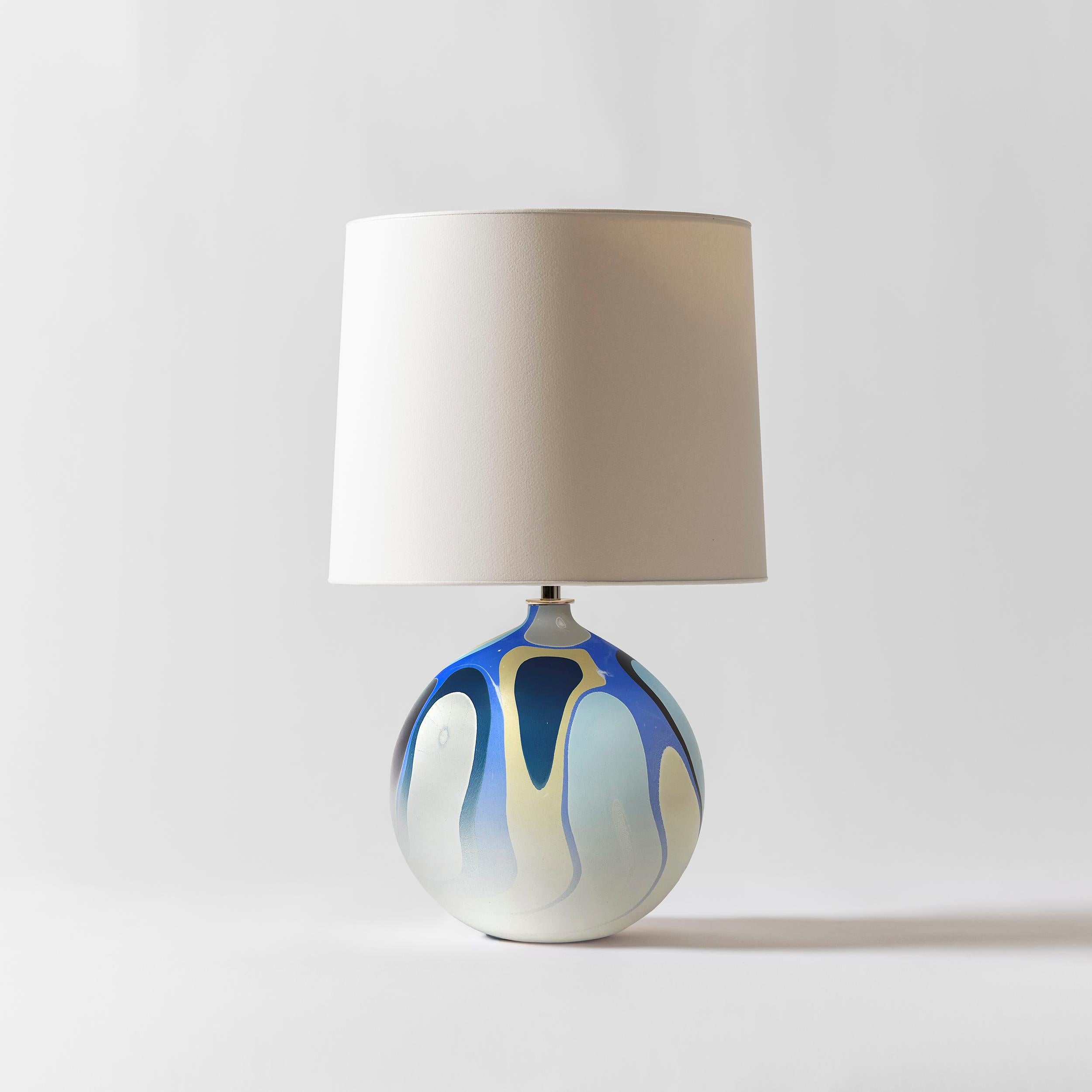 Organic Modern Contemporary Round Marbled Table Lamp in Zakynthos by Elyse Graham For Sale