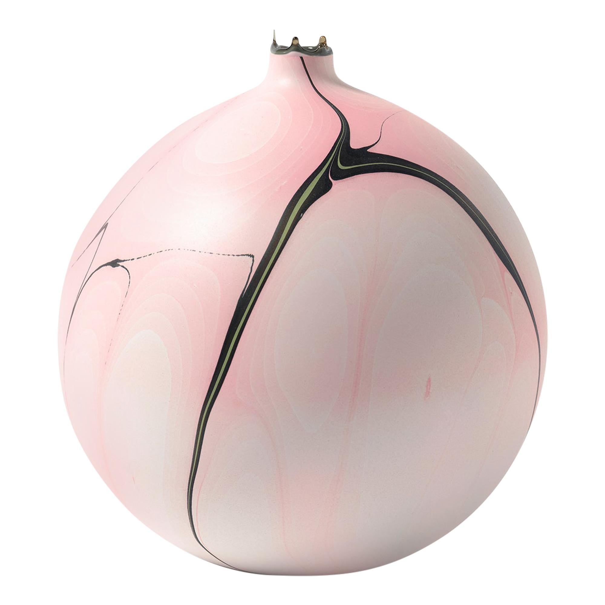 Contemporary Round Marbled Yangtze Vase in Pink by Elyse Graham
