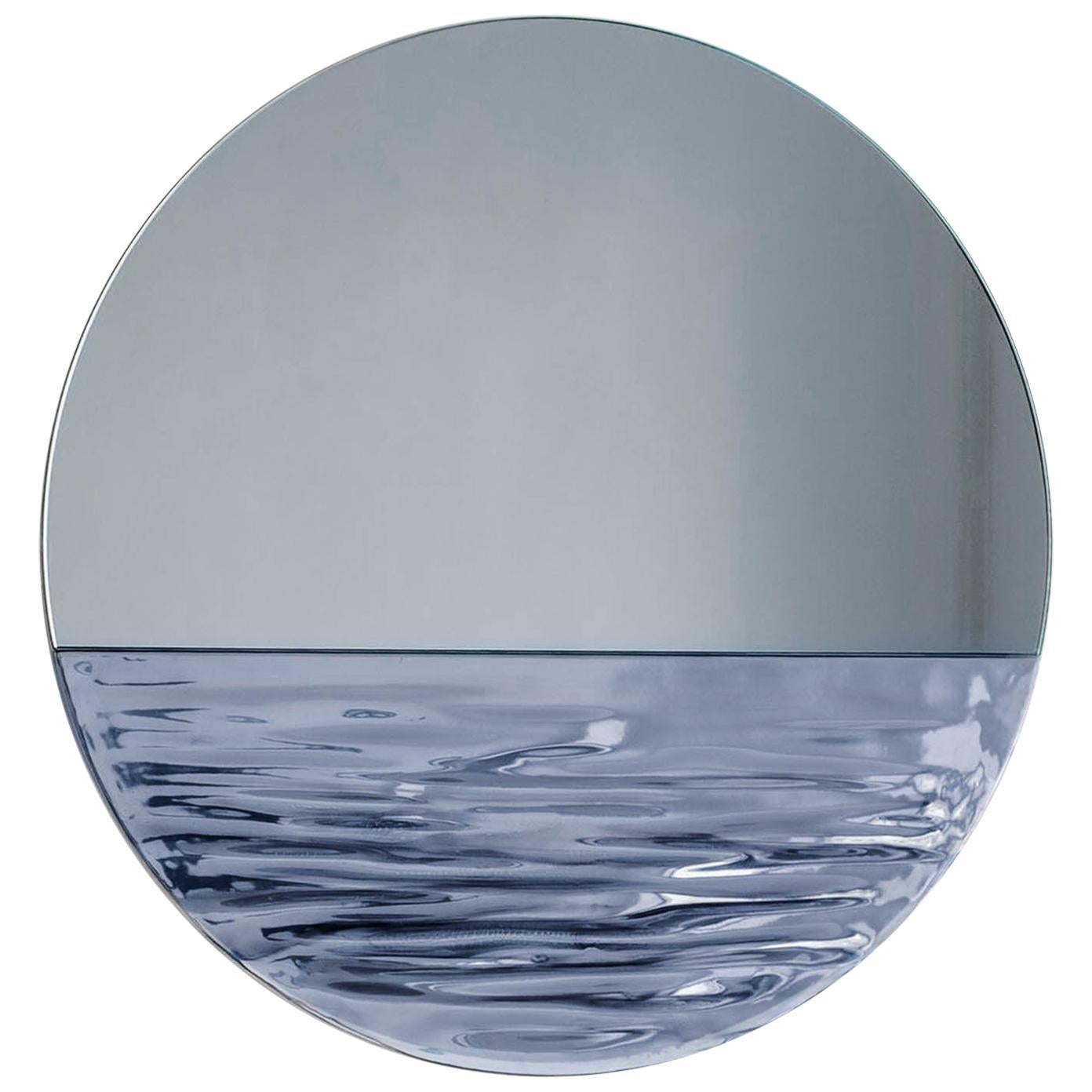 Zeitgenössischer runder Spiegel 'Orizon Mitternachtsblau' von Ocrm 'Ceramic'