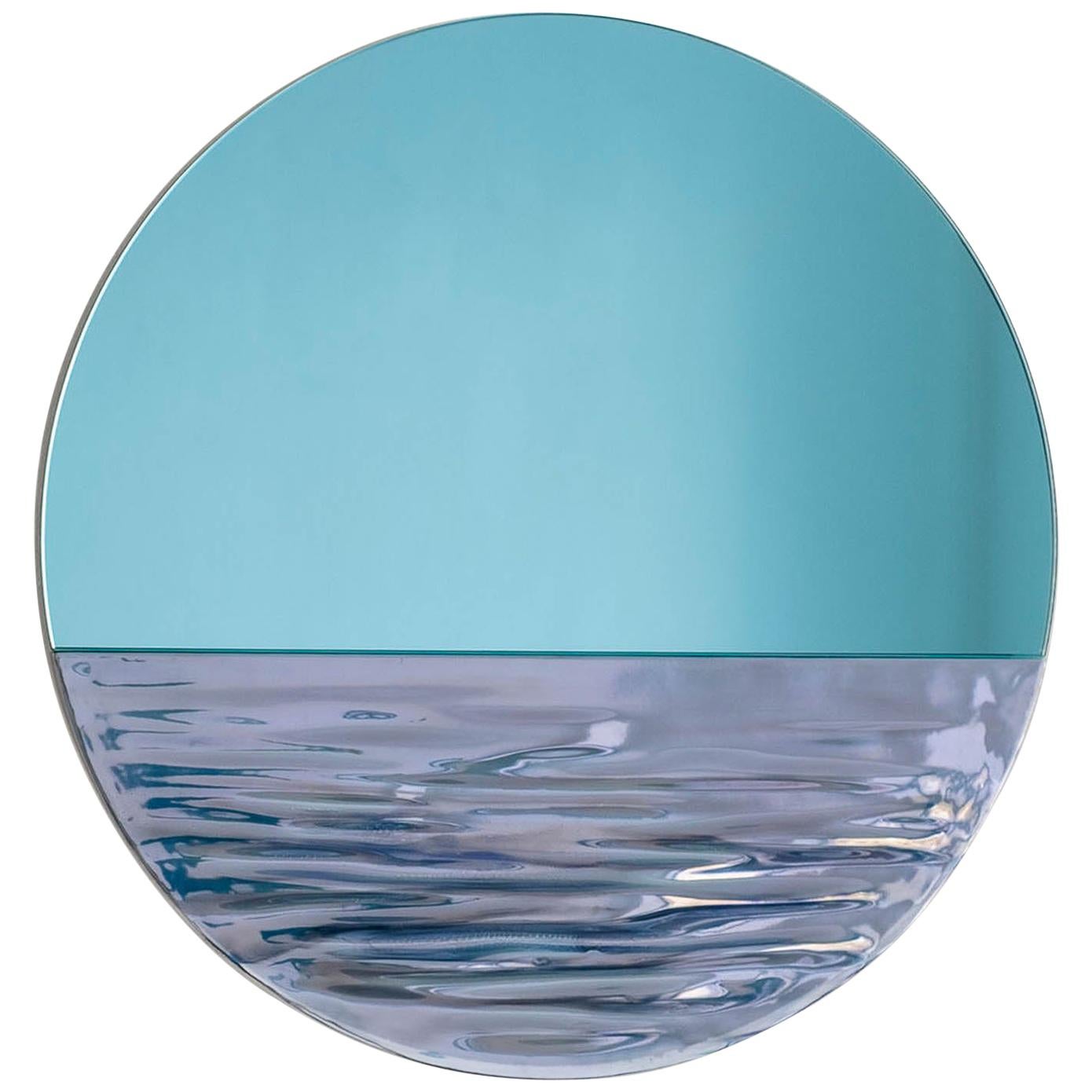 Zeitgenössischer runder Spiegel 'Orizon Vivid Blue' von Ocrm 'Ceramic'