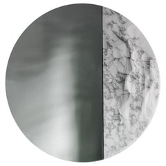 Contemporary Round Mirror 'Snowmotion' by Ocrùm 'Carrara Marble'