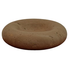 Contemporary Round Natural Beige Travertine Ashtray by Henry Wilson