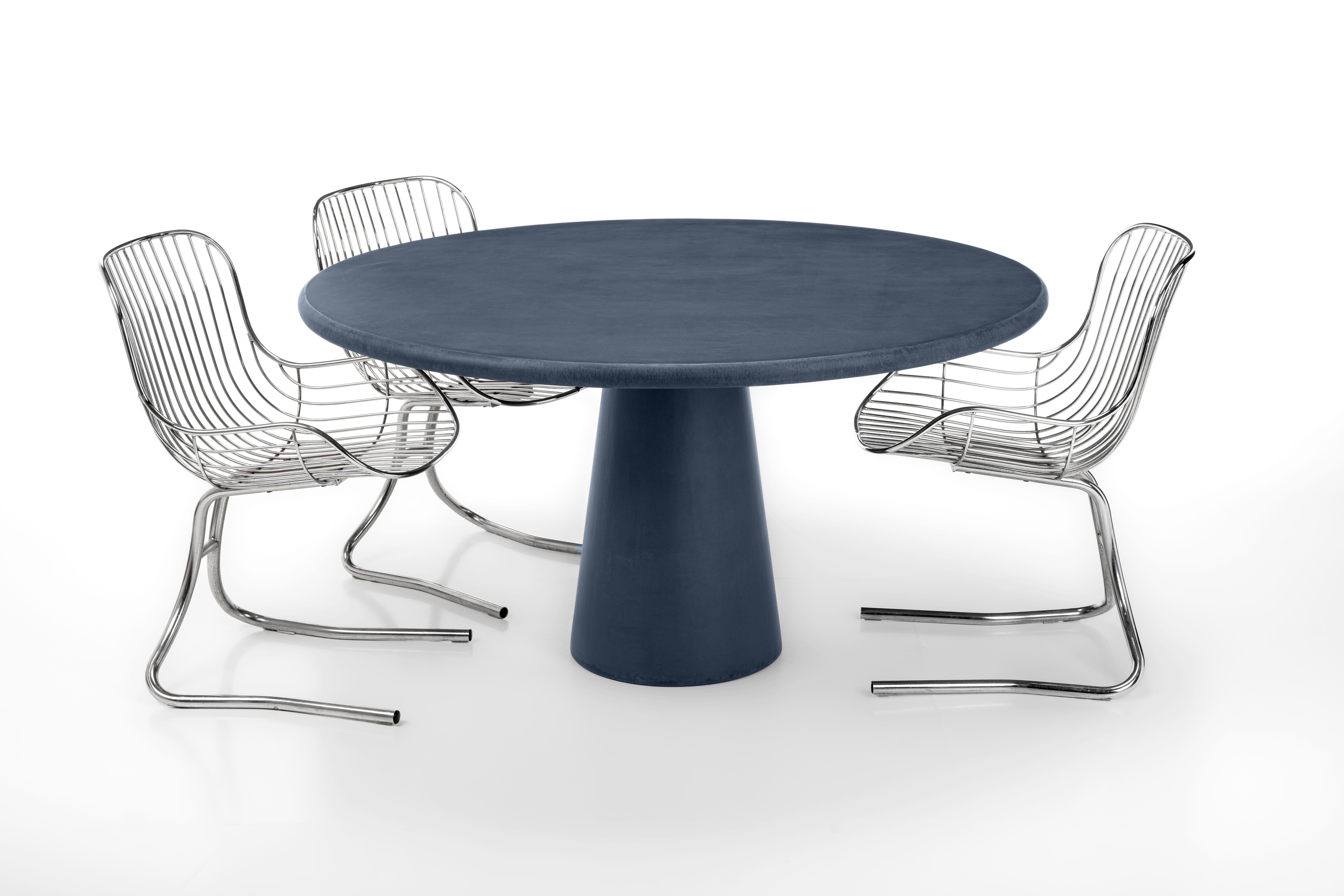 Minimaliste Table ronde contemporaine en plâtre naturel 