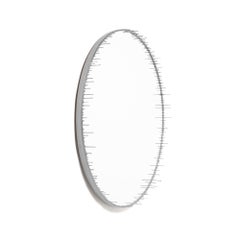 Contemporary Round Resin Drip Mirror in Metallic Silver by Elyse Graham