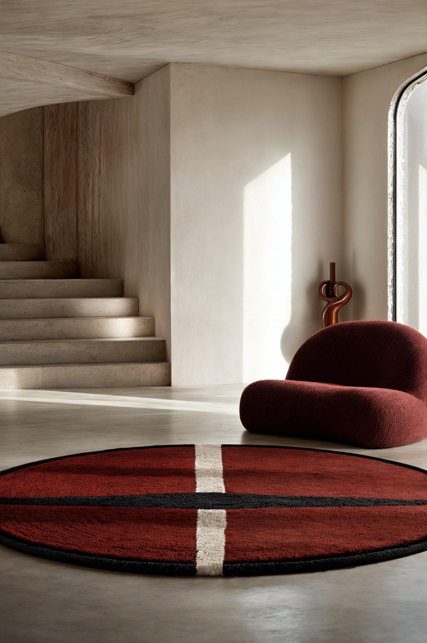 Alfombra Redonda Contemporánea Patrón Geométrico Marrón, Rojo Oscuro, Negro y Blanco
Diseñada para evocar un mundo de suave elegancia y profunda intensidad, la textura de la Alfombra Redonda Tapis Fig imita la exuberante riqueza de la fruta madura.