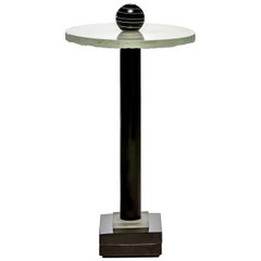Contemporary Round Side and Coffee Tables Murano Glass Black and White
