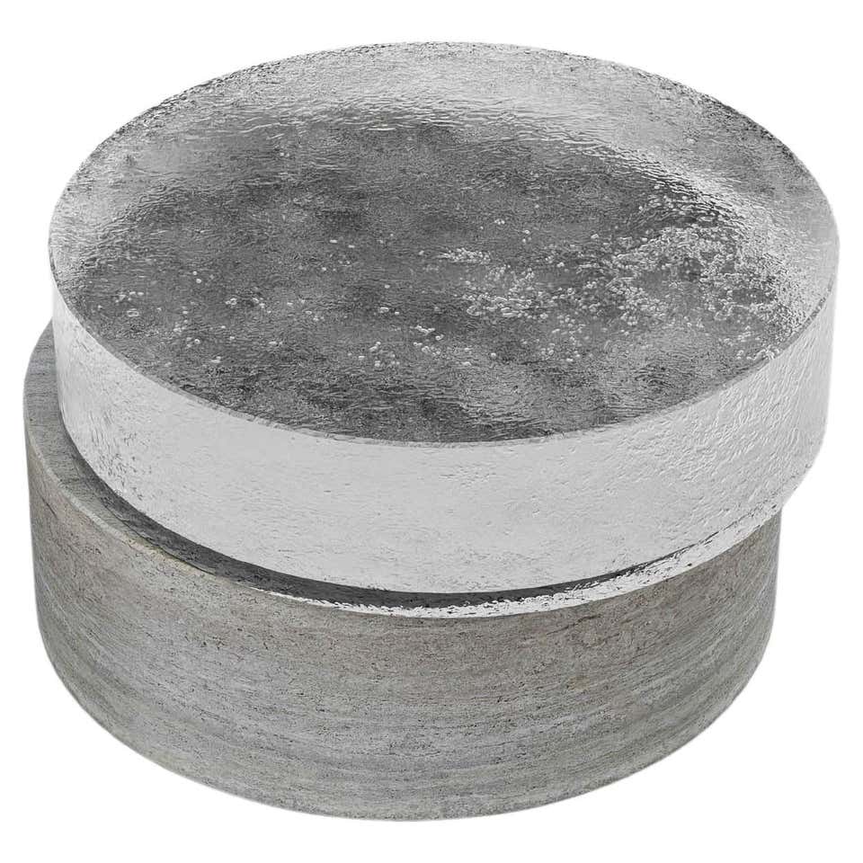Contemporary Minimal Round Coffee Side Table in Travertine Stone ...